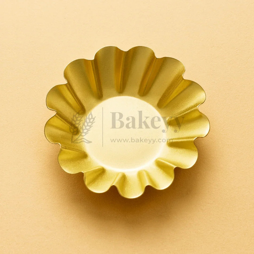 9 cm | Scallop Flower-Shaped Metal Plate Diya | 1 Piece