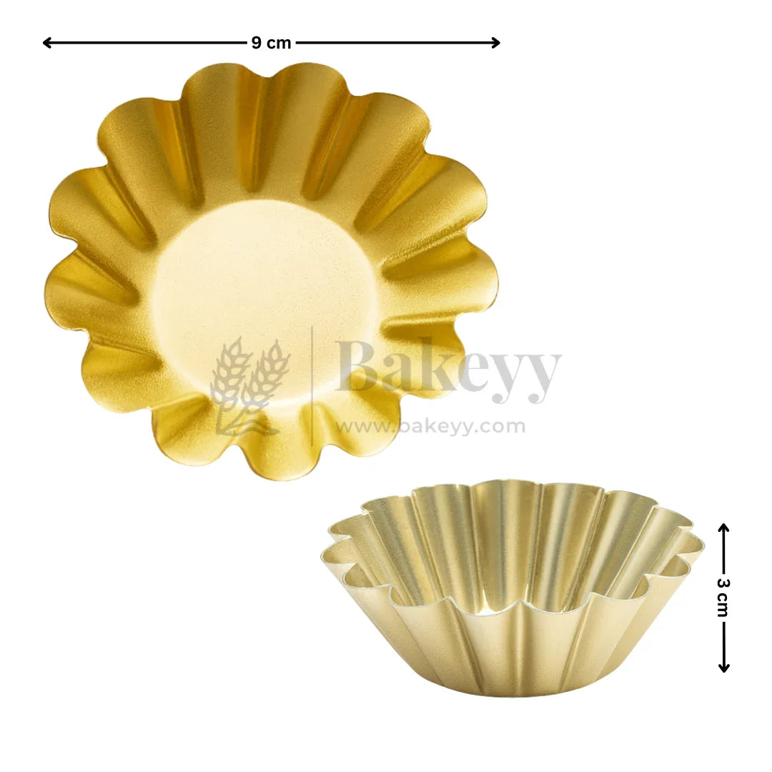 9 cm | Scallop Flower-Shaped Metal Plate Diya | 1 Piece