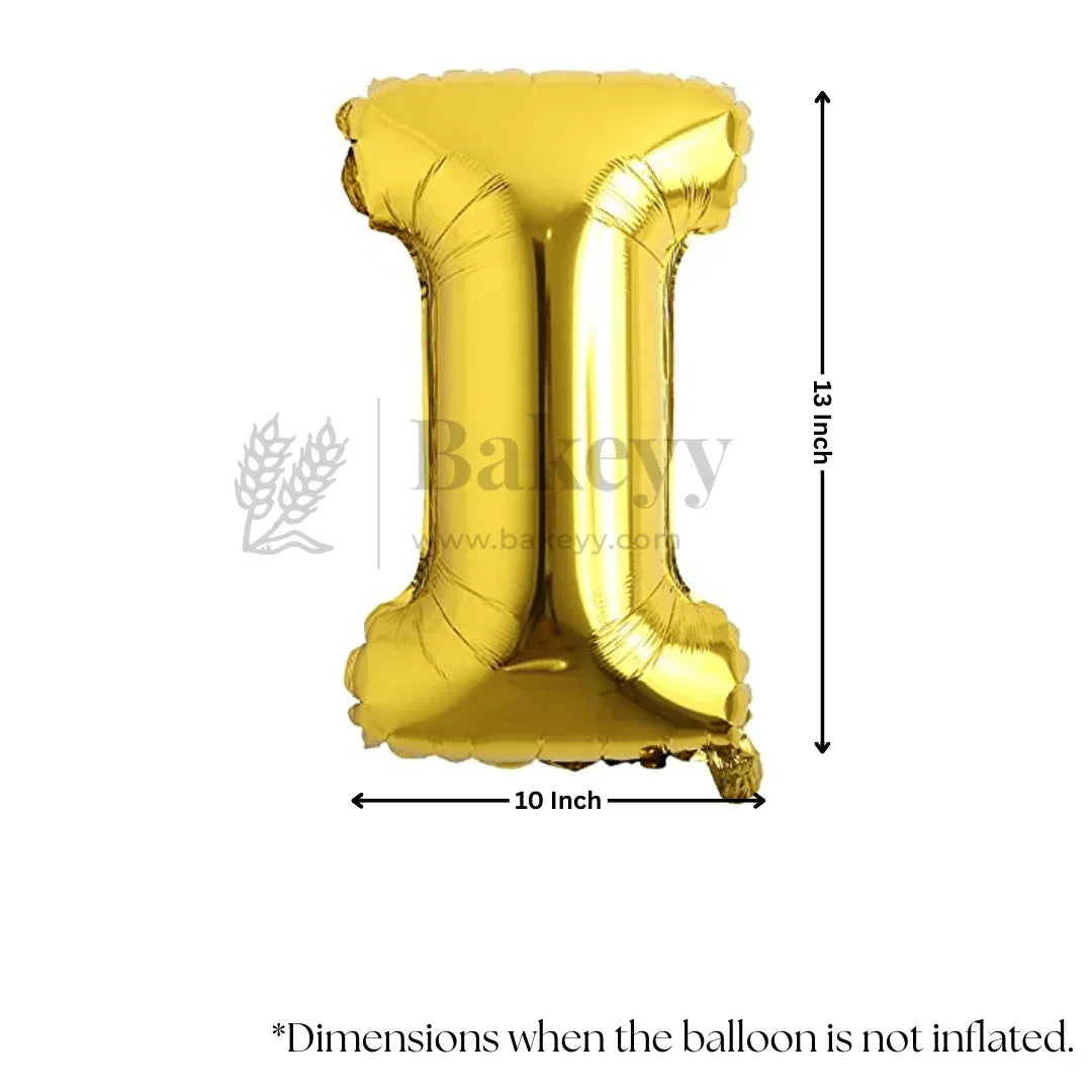 Metallic Gold Alphabet I Foil Balloon | Party Decoration | 1 Piece - Bakeyy.com - India - Metallic Gold Alphabet I Foil Balloon | Party Decoration | 1 Piece - Default Title