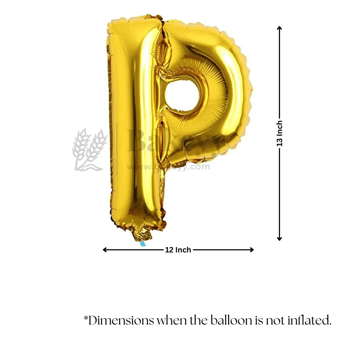 Metallic Gold Alphabet P Foil Balloon | Party Decoration | 1 Piece - Bakeyy.com - India - Metallic Gold Alphabet P Foil Balloon | Party Decoration | 1 Piece - Default Title