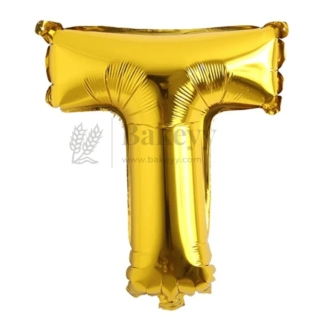 Metallic Gold Alphabet Foil Balloon | Party Decoration | 1 Piece - Bakeyy.com - India - Metallic Gold Alphabet Foil Balloon | Party Decoration | 1 Piece - T 30.00