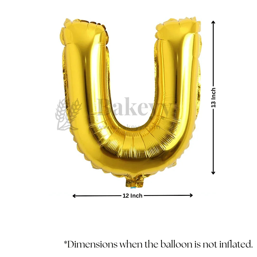 Metallic Gold Alphabet U Foil Balloon | Party Decoration | 1 Piece - Bakeyy.com - India - Metallic Gold Alphabet U Foil Balloon | Party Decoration | 1 Piece - Default Title