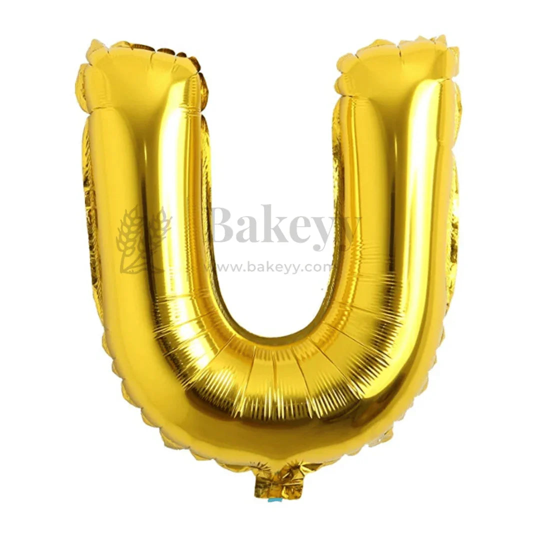 Metallic Gold Alphabet U Foil Balloon | Party Decoration | 1 Piece - Bakeyy.com - India - Metallic Gold Alphabet U Foil Balloon | Party Decoration | 1 Piece - Default Title