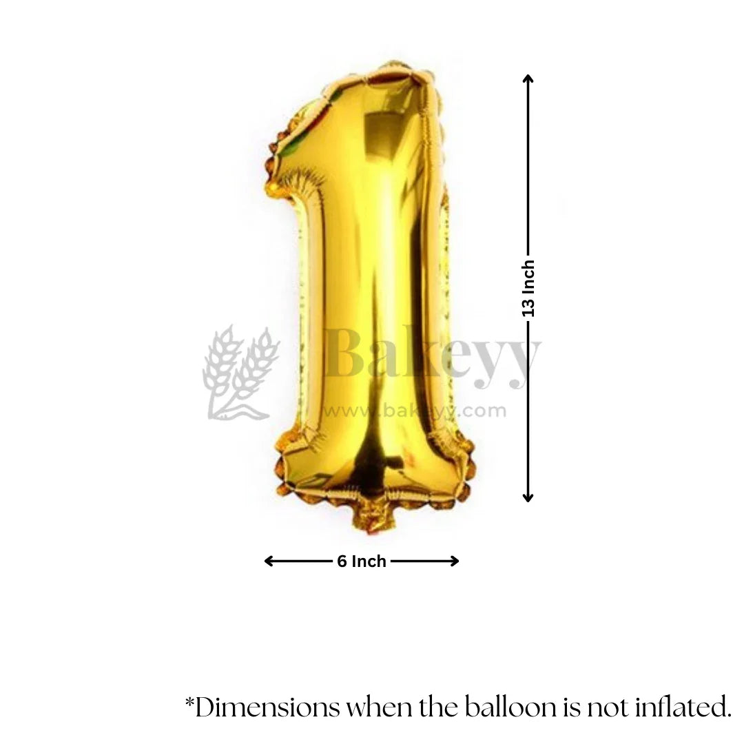 Metallic Gold Number 1 Foil Balloon | Party Decoration | 1 Piece - Bakeyy.com - India - Metallic Gold Number 1 Foil Balloon | Party Decoration | 1 Piece - Default Title