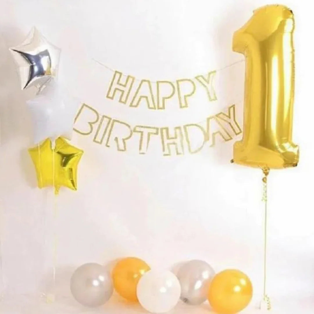 Metallic Gold Number 1 Foil Balloon | Party Decoration | 1 Piece - Bakeyy.com - India - Metallic Gold Number 1 Foil Balloon | Party Decoration | 1 Piece - Default Title