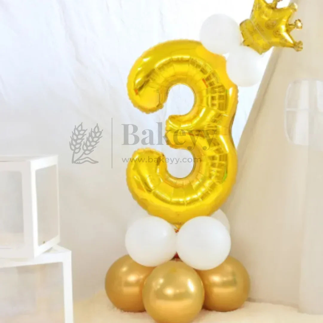 Metallic Gold Number 3 Foil Balloon | Party Decoration | 1 Piece - Bakeyy.com - India - Metallic Gold Number 3 Foil Balloon | Party Decoration | 1 Piece - Default Title