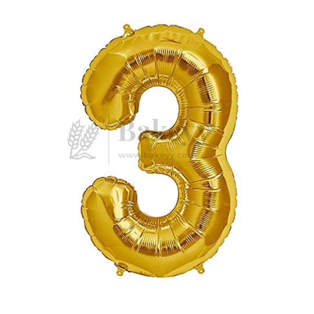 Metallic Gold Number 3 Foil Balloon | Party Decoration | 1 Piece - Bakeyy.com - India - Metallic Gold Number 3 Foil Balloon | Party Decoration | 1 Piece - Default Title