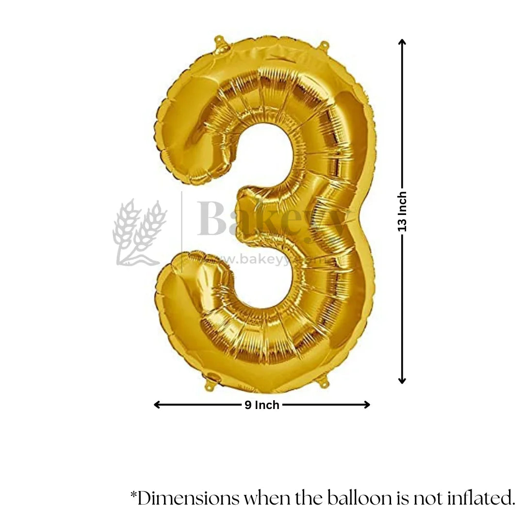 Metallic Gold Number 3 Foil Balloon | Party Decoration | 1 Piece - Bakeyy.com - India - Metallic Gold Number 3 Foil Balloon | Party Decoration | 1 Piece - Default Title