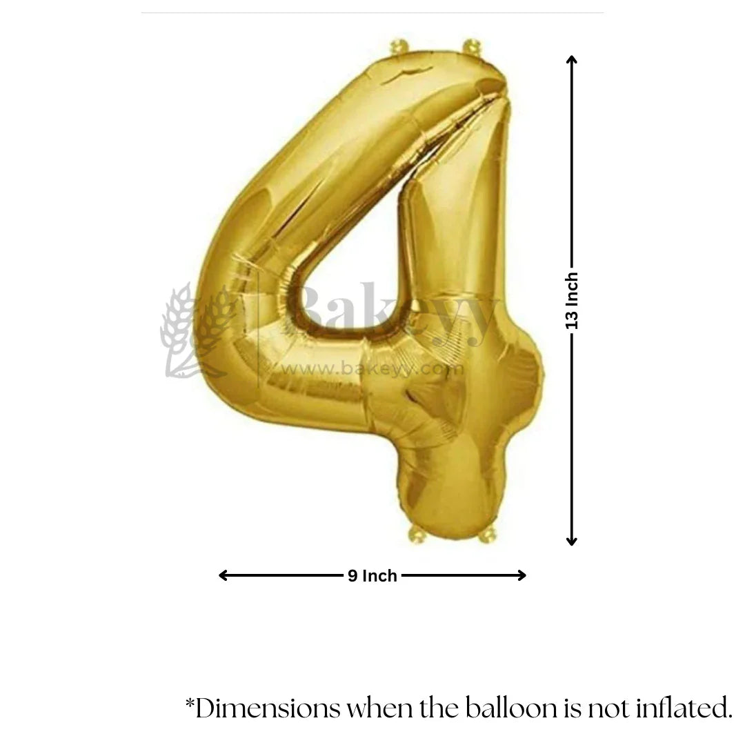 Metallic Gold Number 4 Foil Balloon | Party Decoration | 1 Piece - Bakeyy.com - India - Metallic Gold Number 4 Foil Balloon | Party Decoration | 1 Piece - Default Title