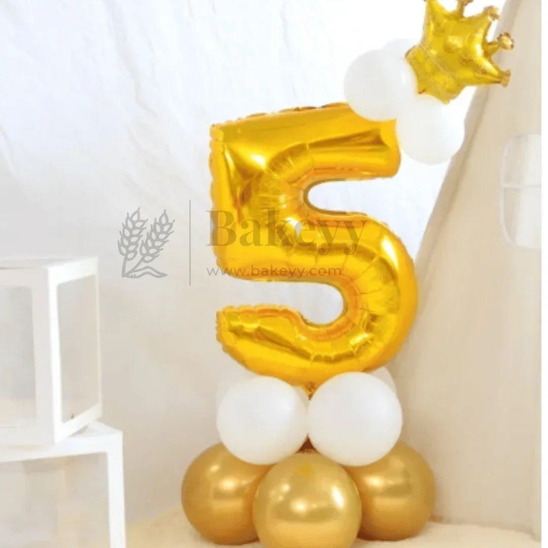 Metallic Gold Number 5 Foil Balloon | Party Decoration | 1 Piece - Bakeyy.com - India - Metallic Gold Number 5 Foil Balloon | Party Decoration | 1 Piece - Default Title