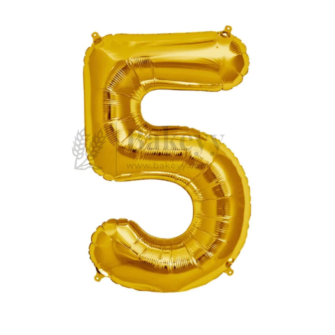 Metallic Gold Number 5 Foil Balloon | Party Decoration | 1 Piece - Bakeyy.com - India - Metallic Gold Number 5 Foil Balloon | Party Decoration | 1 Piece - Default Title