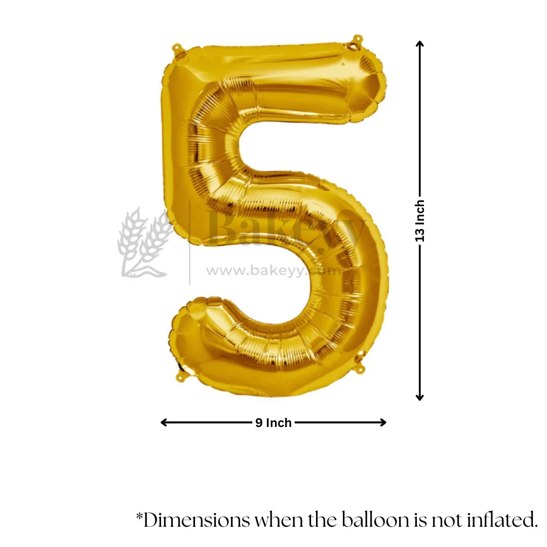Metallic Gold Number 5 Foil Balloon | Party Decoration | 1 Piece - Bakeyy.com - India - Metallic Gold Number 5 Foil Balloon | Party Decoration | 1 Piece - Default Title