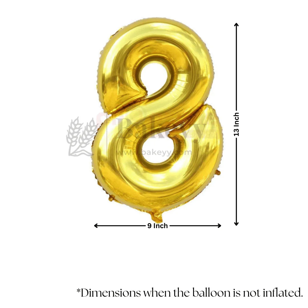 Metallic Gold Number 8 Foil Balloon | Party Decoration | 1 Piece - Bakeyy.com - India - Metallic Gold Number 8 Foil Balloon | Party Decoration | 1 Piece - Default Title