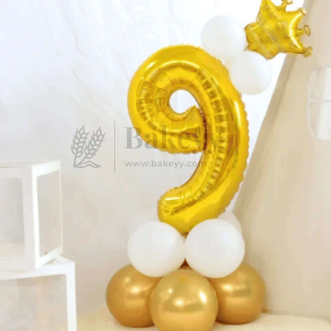 Metallic Gold Number 9 Foil Balloon | Party Decoration | 1 Piece - Bakeyy.com - India - Metallic Gold Number 9 Foil Balloon | Party Decoration | 1 Piece - Default Title