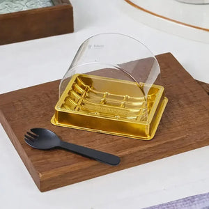 Mini Dessert Container with Clear Arch Dome Lid | Gold & Black Base Options | Premium Dessert Packaging | Pack of 50