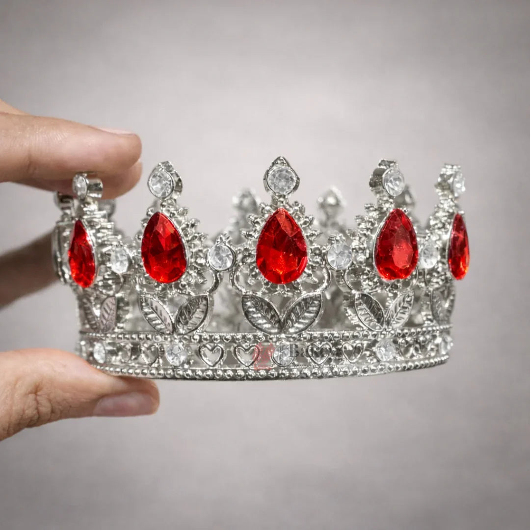 MiniRoyalCrownCakeTopperDecorativeSliverCrownwithCrystalStonesPackof1_8 - Bakeyy.com