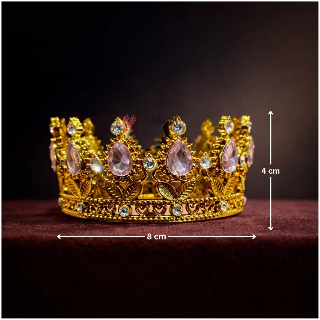 MiniRoyalCrownCakeTopper_DecorativeGoldenCrownwithCrystalStones_3 - Bakeyy.com