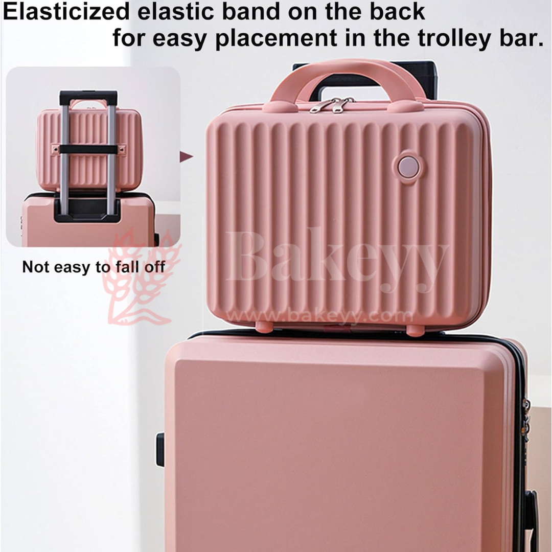12x6x9 Inch | Mini Travel Storage Suitcase with Round Accent | Multipurpose Hard-Shell Organizer | Hand Luggage | Bag Organizer | Peach | 1 Piece