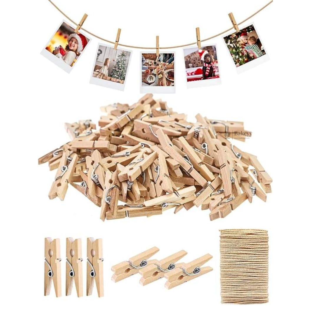 Mini Wooden Clips for Crafts, Decor & Display | Pack of 50