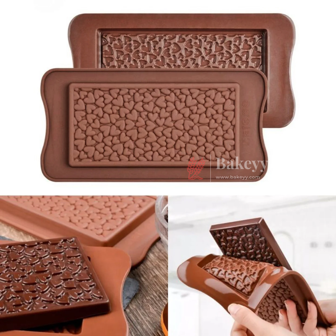 1 Cavity | Mini Heart Pattern Silicone Bar Chocolate Mould