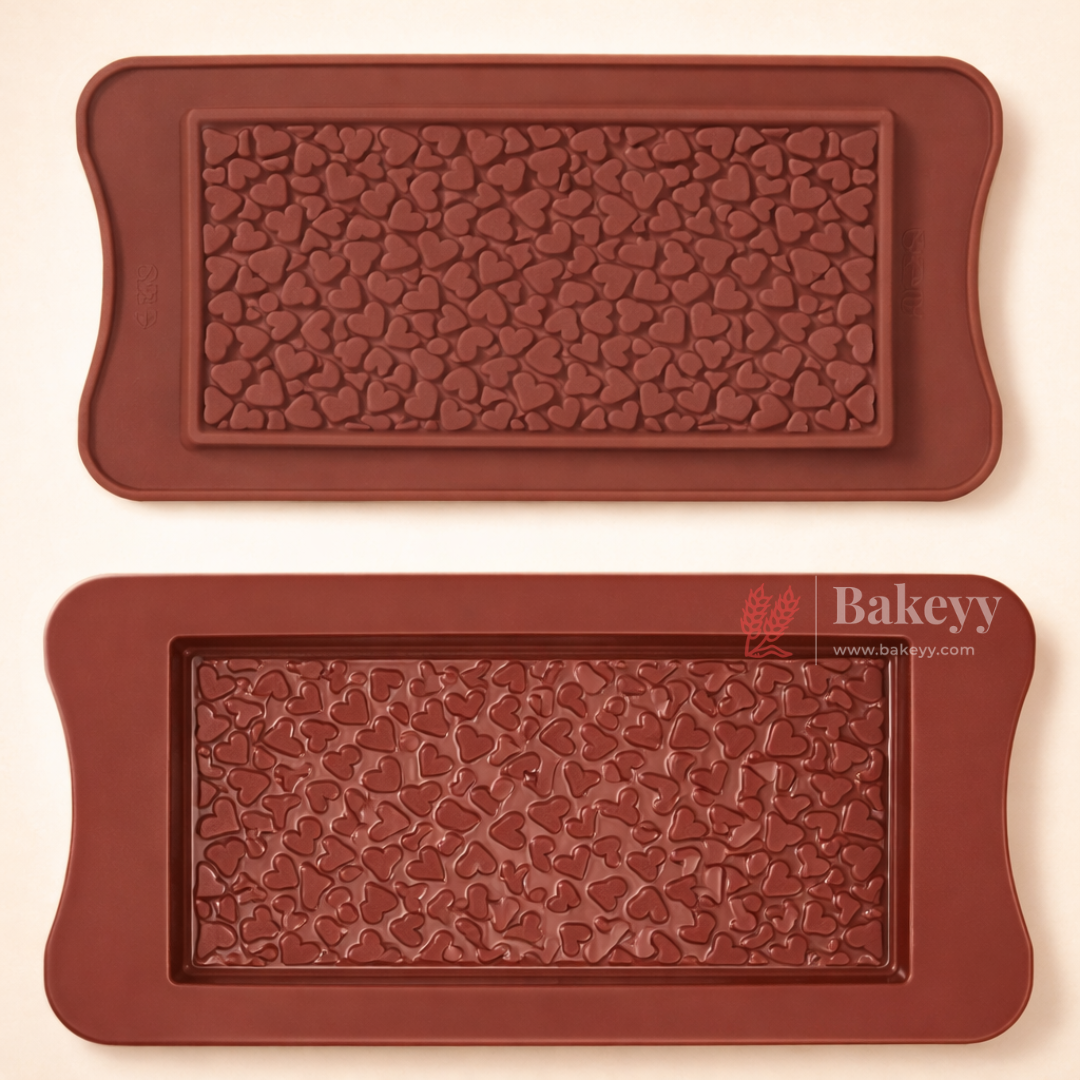 1 Cavity | Mini Heart Pattern Silicone Bar Chocolate Mould
