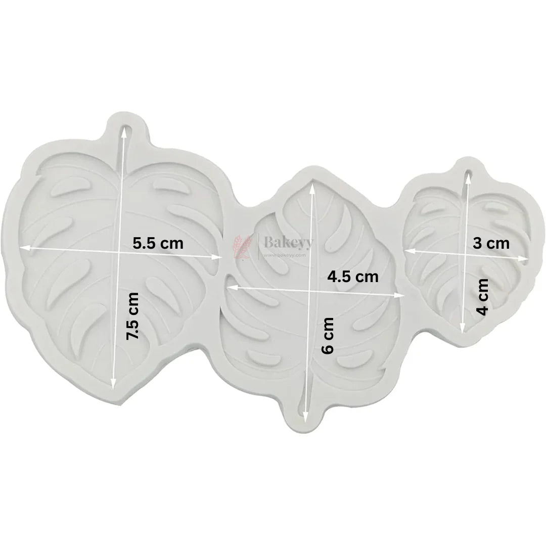Monstera Leaf Silicone Fondant Mold | Tropical Leaf Cake Topper Mould | 3 Leaf Design | Pack of 1