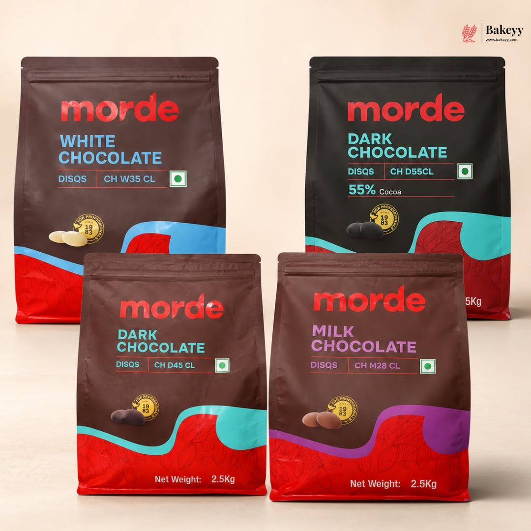 Morde Chocolate Discs Pack | Dark, Milk & White Chocolate for Baking, Moulding & Desserts | 2.5 Kg