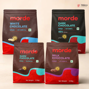 Morde Chocolate Discs Pack | Dark, Milk & White Chocolate for Baking, Moulding & Desserts | 2.5 Kg