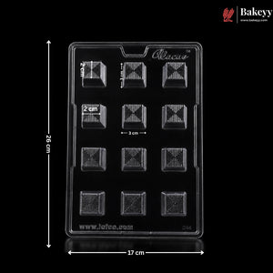 Mould -044 | 12 Cavity Square Chocolate Mould with Geometric Line Pattern | Pack of 1