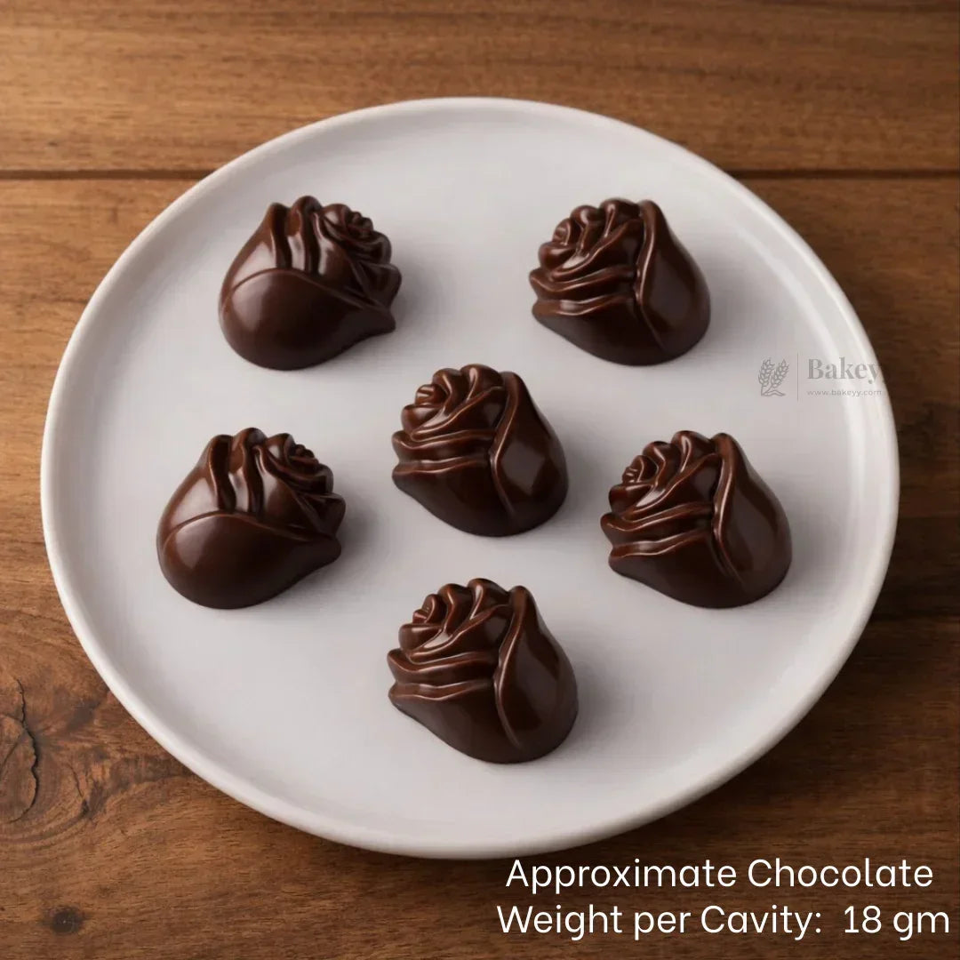 Mould 041 | Rose Flower Chocolate Mould | 3D Floral Chocolate Shape Mould | 6 Cavity | Pack of 1 - Bakeyy.com - India - Mould 041 | Rose Flower Chocolate Mould | 3D Floral Chocolate Shape Mould | 6 Cavity | Pack of 1 - Default Title 70.00