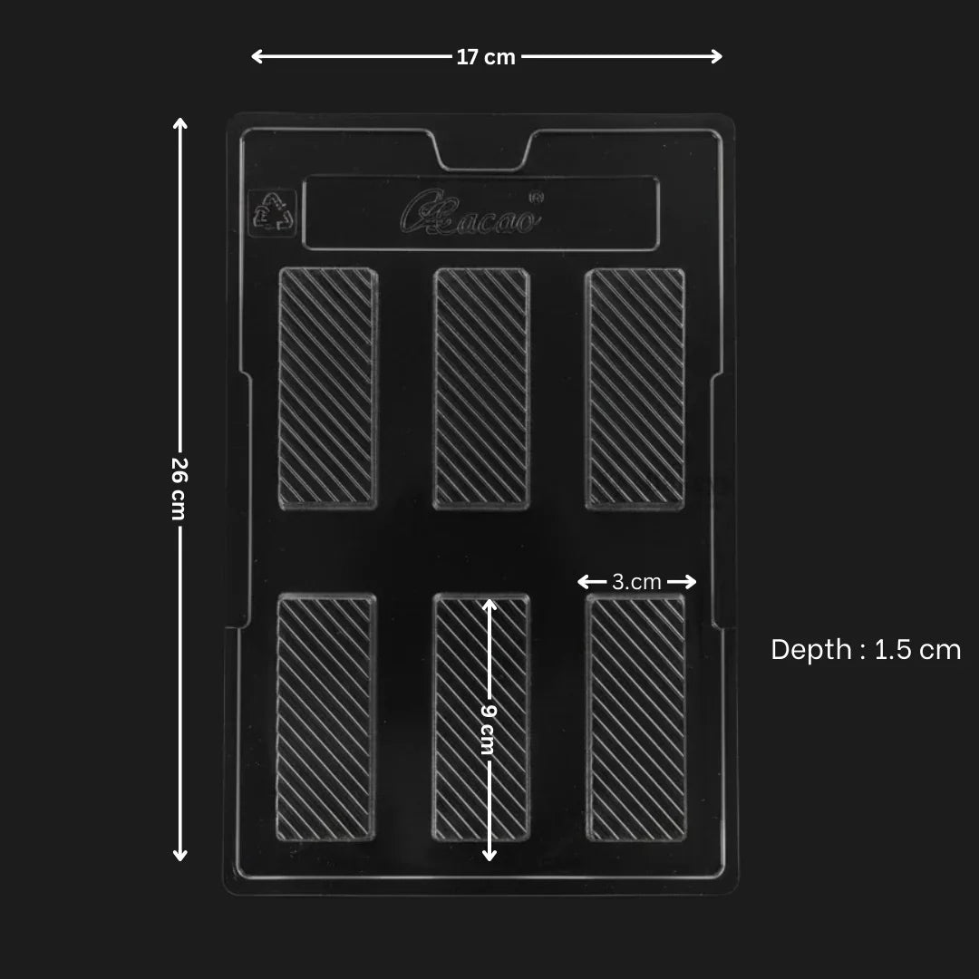 Mould 097 | Wafer Bar Chocolate Mould | Rectangular Wafer Filling Chocolate Shape | 6 Cavity | Pack of 1