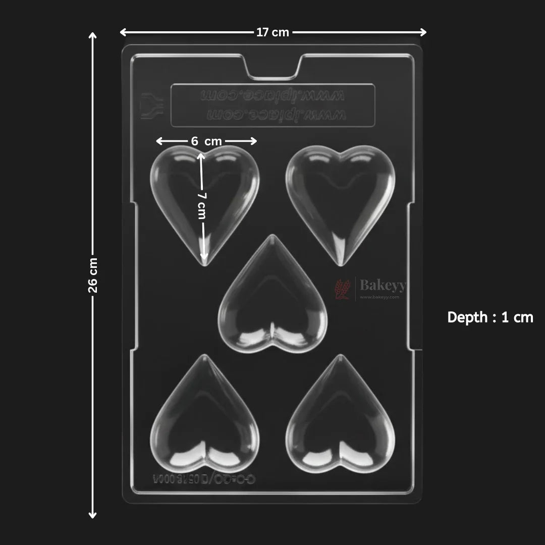 Mould 111 | Heart Shape Chocolate Mould | 5 Cavity | Pack of 1