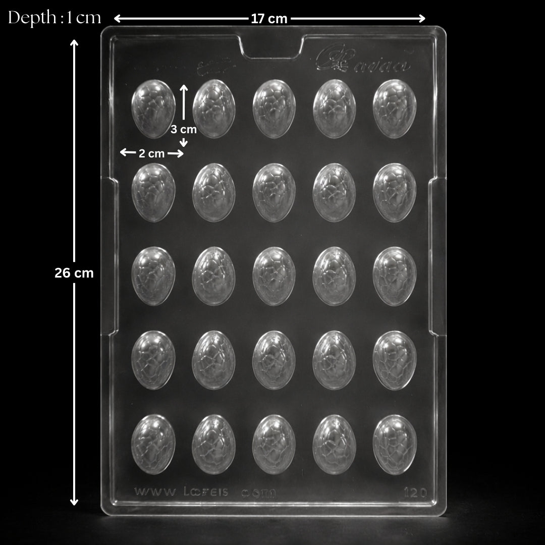Mould 120 | Small Crack Pattern Egg Chocolate Mold | 25 Cavity | Pack of 1