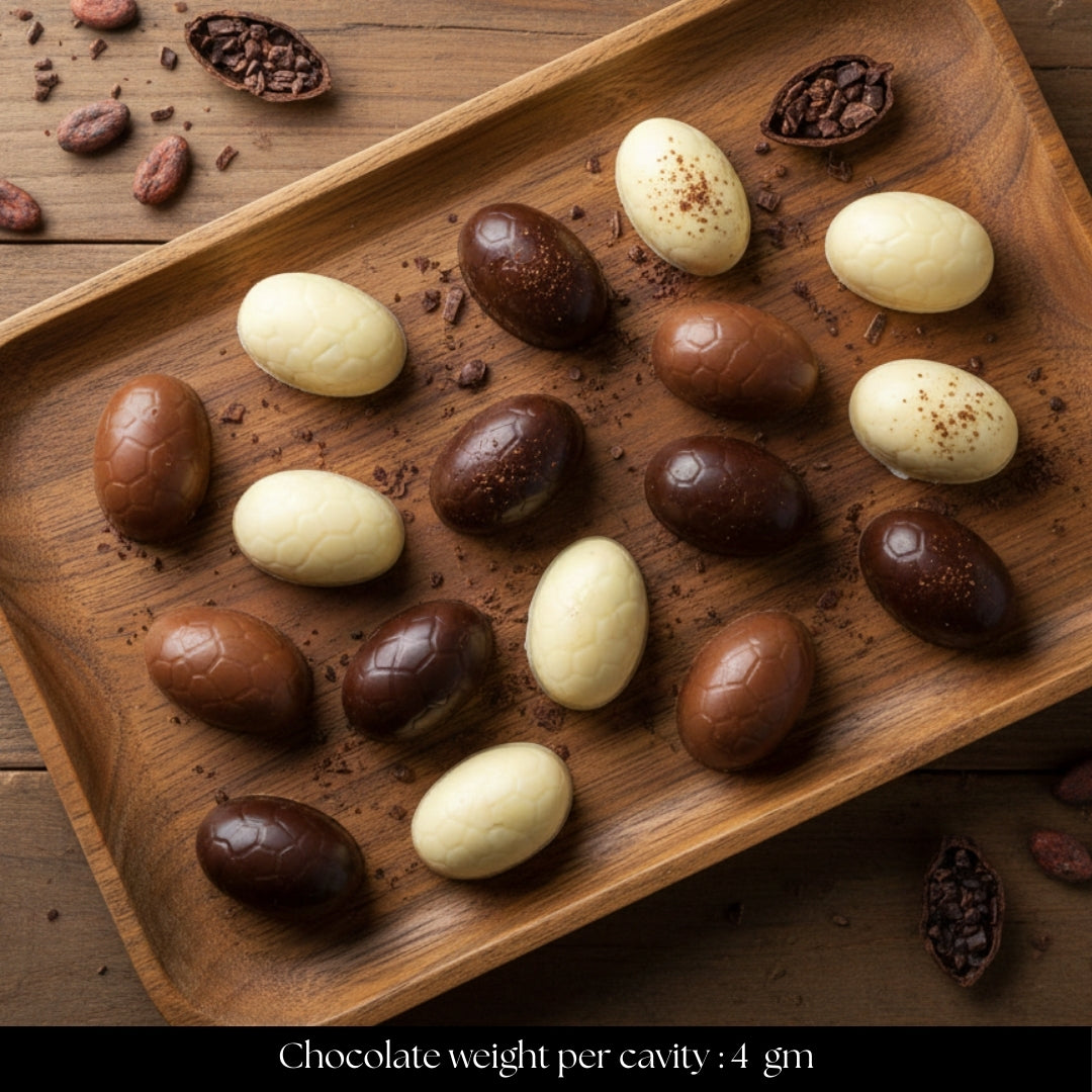 Mould 120 | Small Crack Pattern Egg Chocolate Mold | 25 Cavity | Pack of 1