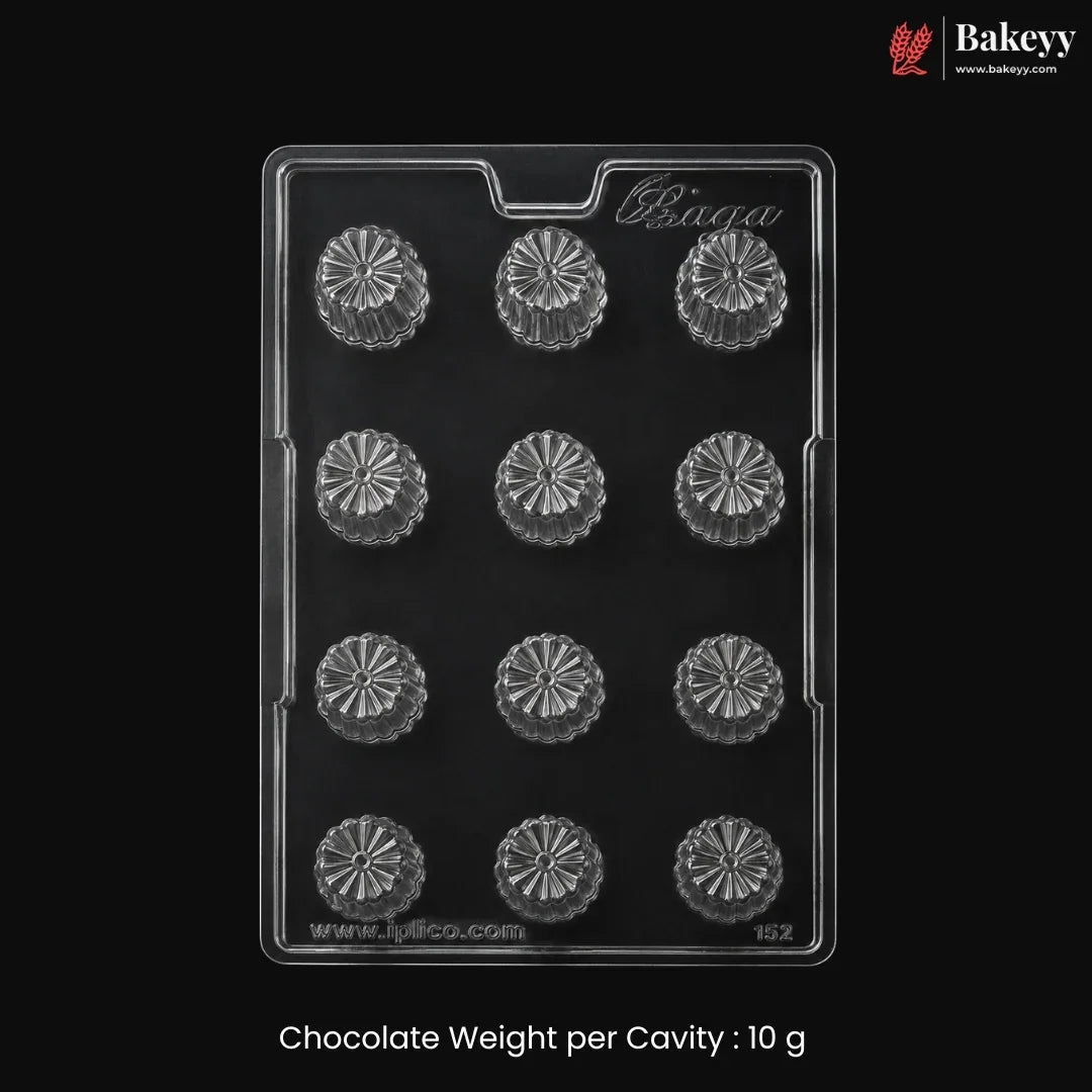 Mould 152 | 12 Cavity Round Flower Dome Chocolate Mould | Pack of 1