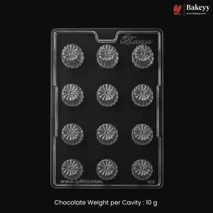 Mould 152 | 12 Cavity Round Flower Dome Chocolate Mould | Pack of 1