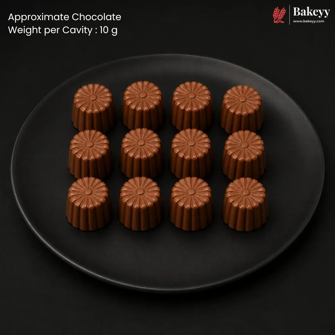 Mould 152 | 12 Cavity Round Flower Dome Chocolate Mould | Pack of 1