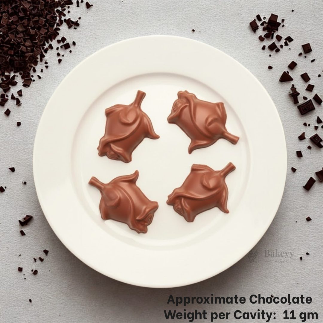 Mould 224 | Rose Bud Chocolate Mould | 3D Floral Chocolate Shape | Food-Grade Plastic | Pack of 1