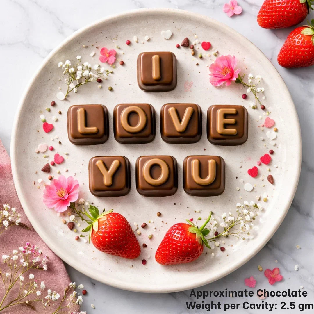 Mould 245 | I Love You Message Alphabet Chocolate Mould | 24 Cavity | Pack of 1 - Bakeyy.com - India - Mould 245 | I Love You Message Alphabet Chocolate Mould | 24 Cavity | Pack of 1 - Default Title 70.00