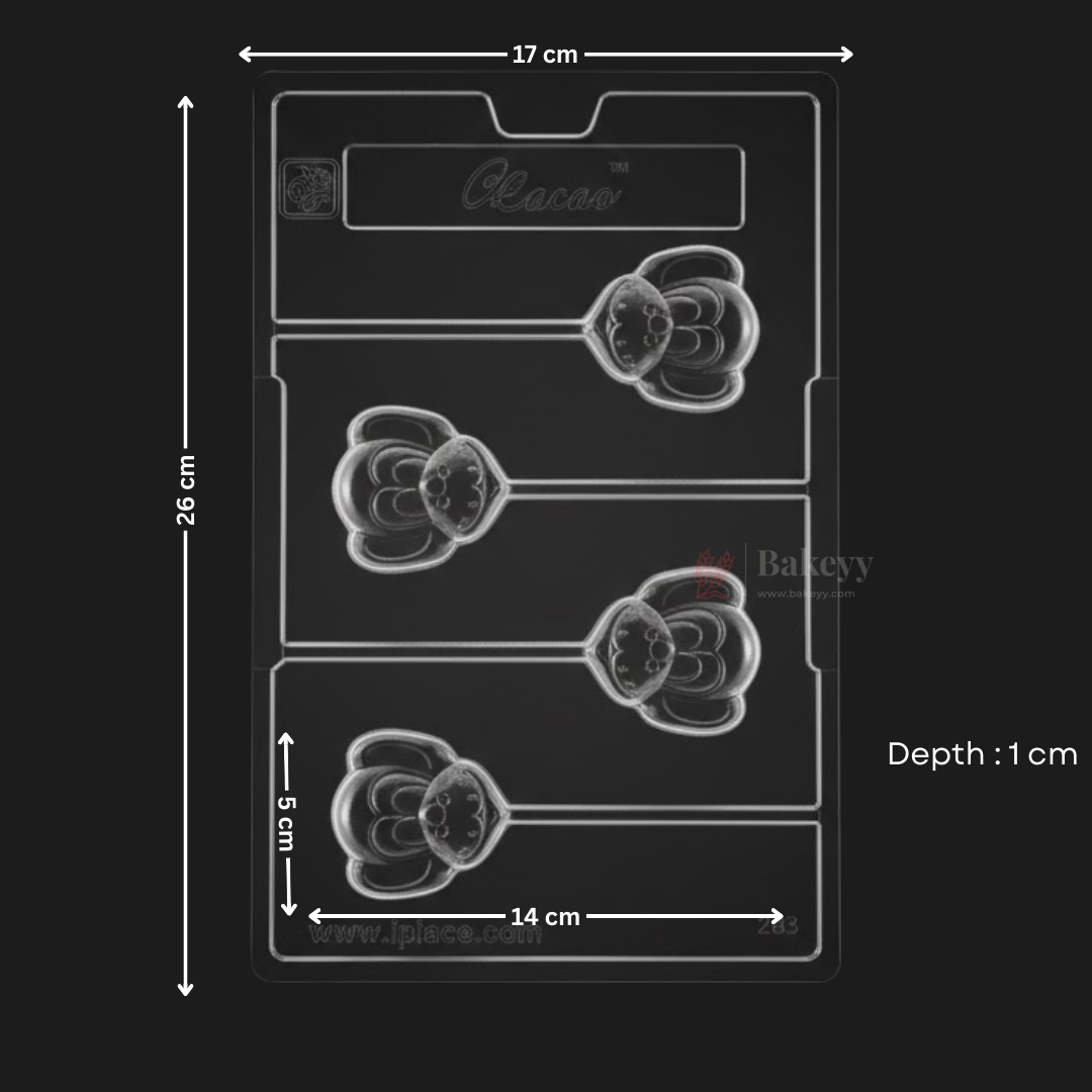 Mould 293 | Monkey Face Chocolate Lollipop Mould | Clear Plastic Candy & Chocolate Making Mold | Pack of 1