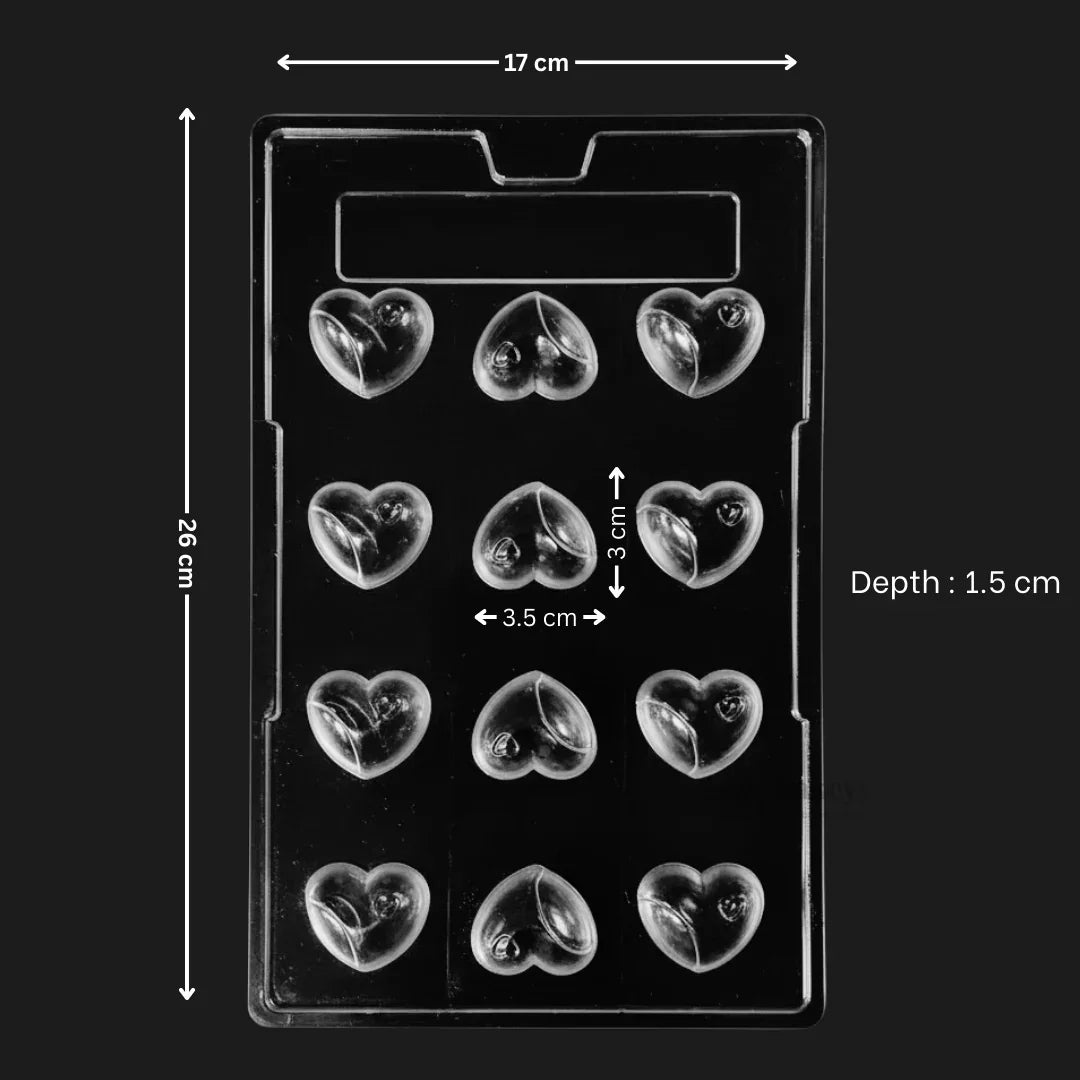 Mould 301 | Heart Chocolate Mould | 3D Smooth Heart Chocolate Shape | 12 Cavity | Pack of 1 - Bakeyy.com - India - Mould 301 | Heart Chocolate Mould | 3D Smooth Heart Chocolate Shape | 12 Cavity | Pack of 1 - Default Title 70.00