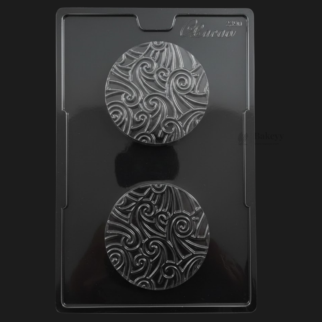 Mould 631 | Round Florentine Chocolate Mould | Embossed Swirl Designer Chocolate | Florentine Style Chocolate Making | Pack of 1