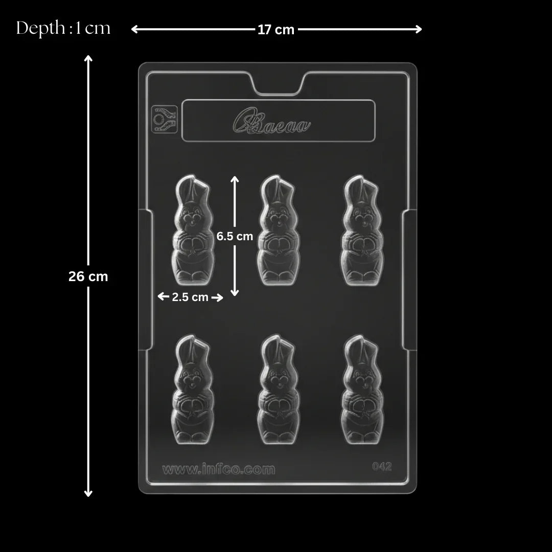Mould 64 | Small Easter Rabbit Chocolate Mold | 6 Cavity | Pack of 1