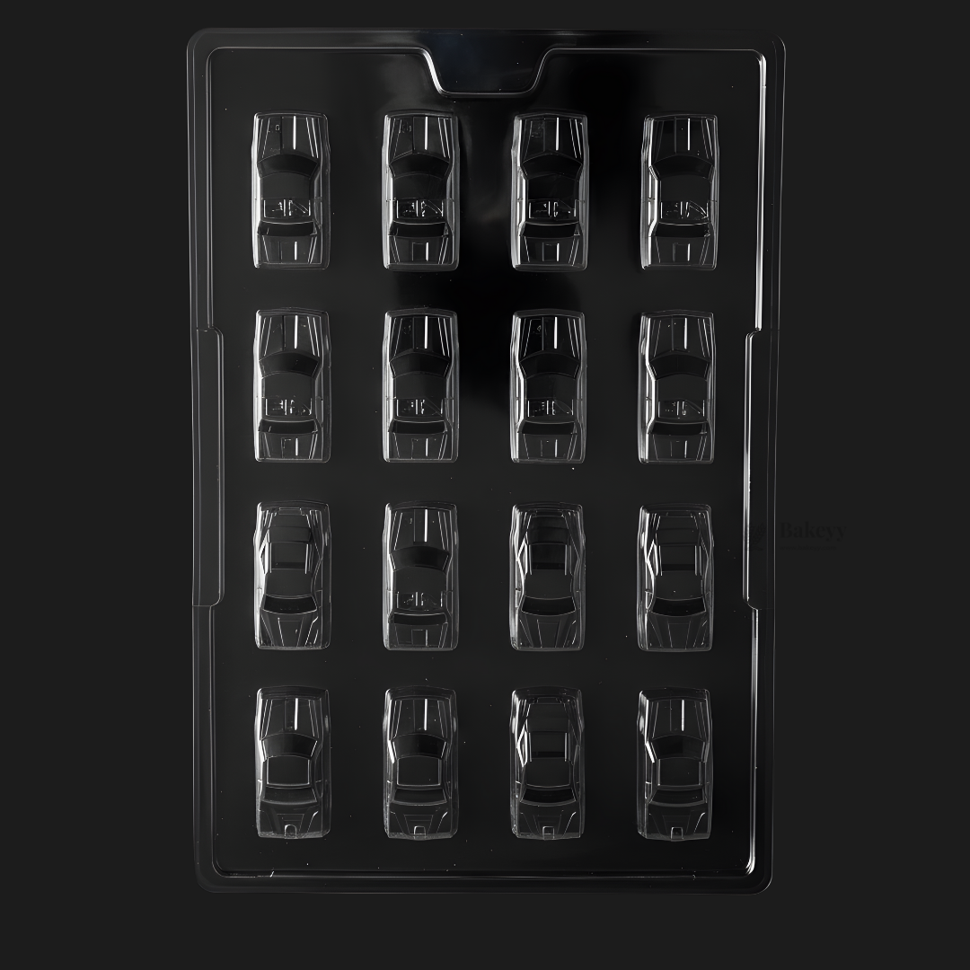 Mould 693 | Car Shaped Chocolate Bar Mould | 16 Cavity Clear Plastic Chocolate Mould | Professional Chocolate Making Tray | Pack of 1