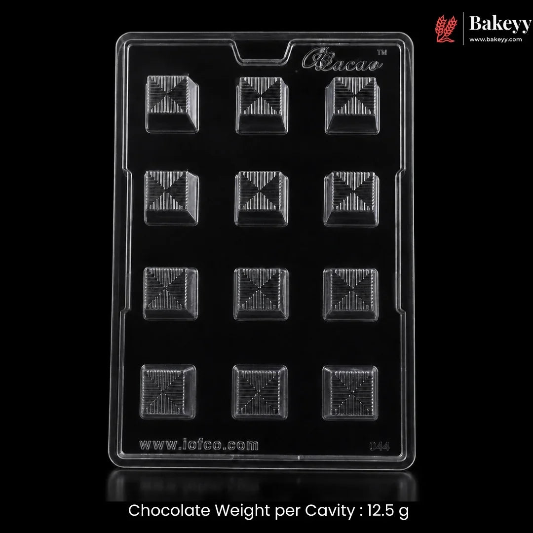Mould_-044_12_Cavity_Square_Chocolate_Mould_with_Geometric_Line_Pattern_4 - Bakeyy.com IN