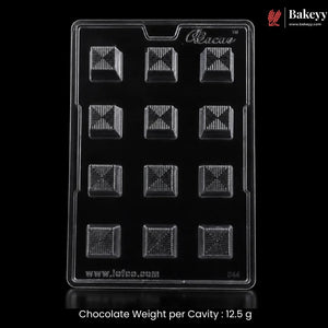 Mould_-044_12_Cavity_Square_Chocolate_Mould_with_Geometric_Line_Pattern_4 - Bakeyy.com IN