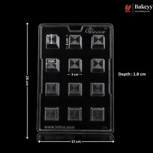 Mould 044 | 12 Cavity Square Chocolate Mould with Geometric Line Pattern | Pack of 1
