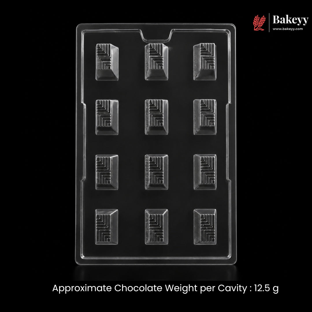 Mould 043 | 12 Cavity Square Geometric Chocolate Mould for Pralines & Bonbons | Pack of 1