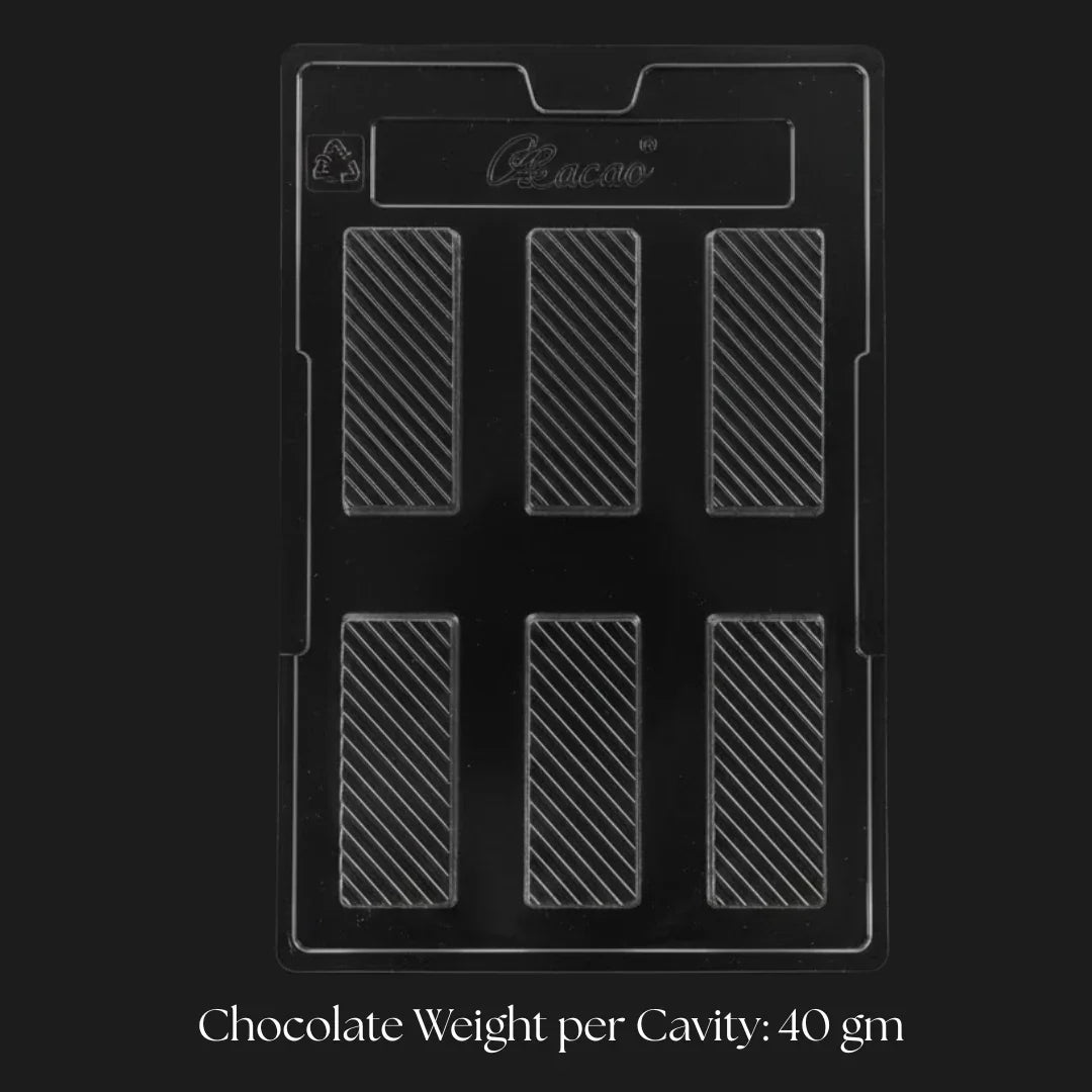 Mould 097 | Wafer Bar Chocolate Mould | Rectangular Wafer Filling Chocolate Shape | 6 Cavity | Pack of 1
