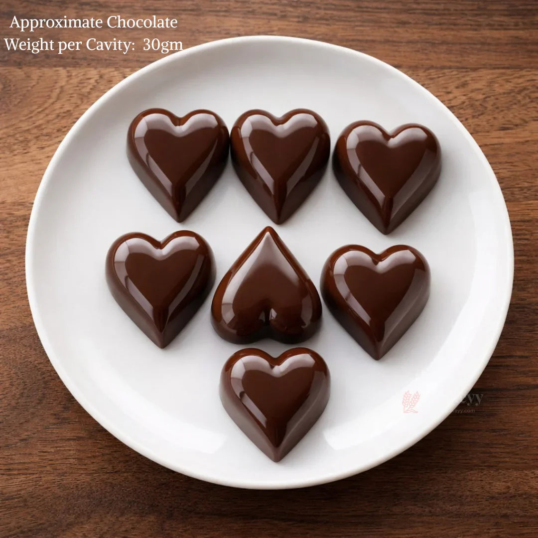 Mould 111 | Heart Shape Chocolate Mould | 5 Cavity | Pack of 1